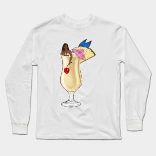 Pina Colada Mermaid Cocktail Illustration Long Sleeve T-Shirt